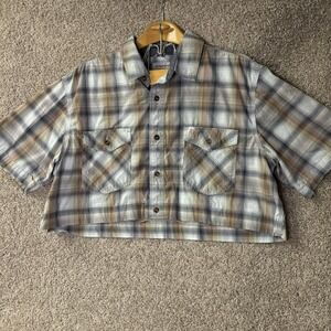 Carhartt Custom Cropped Top XL Women Plaid Western Shacket Altered Green
